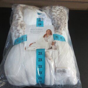 CAROLE HOCHMAN LONG PLUSH WRAP ROBE -WOMENS SIZE 2X - CLOUD DANCER